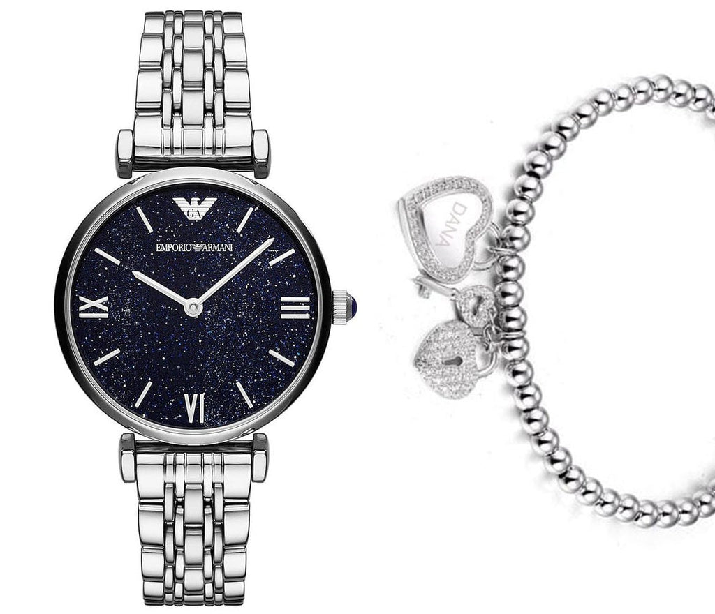 Emporio Armani Gianni T Bar Dark Blue Dial Silver Stainless Steel Watch For Women - AR11091 Buy Now By Emporio Armani