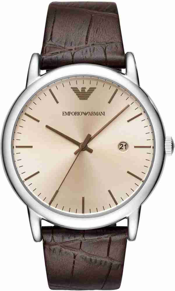 Emporio Armani Luigi Analog Bronze Dial Brown Leather Strap Watch For Men - AR11096 Buy Now By Emporio Armani