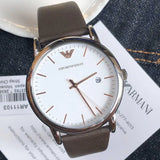 Emporio Armani Kappa Quartz White Dial Brown Leather Strap Watch For Men - AR80006 Buy Now By Emporio Armani