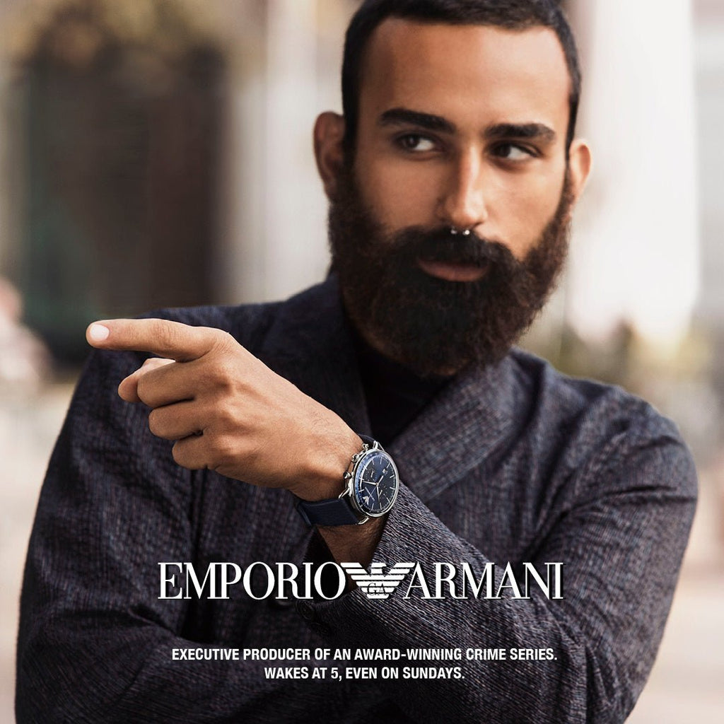 Emporio Armani Aviator Blue Dial Blue Leather Strap Watch For Men - AR11105 Buy Now By Emporio Armani