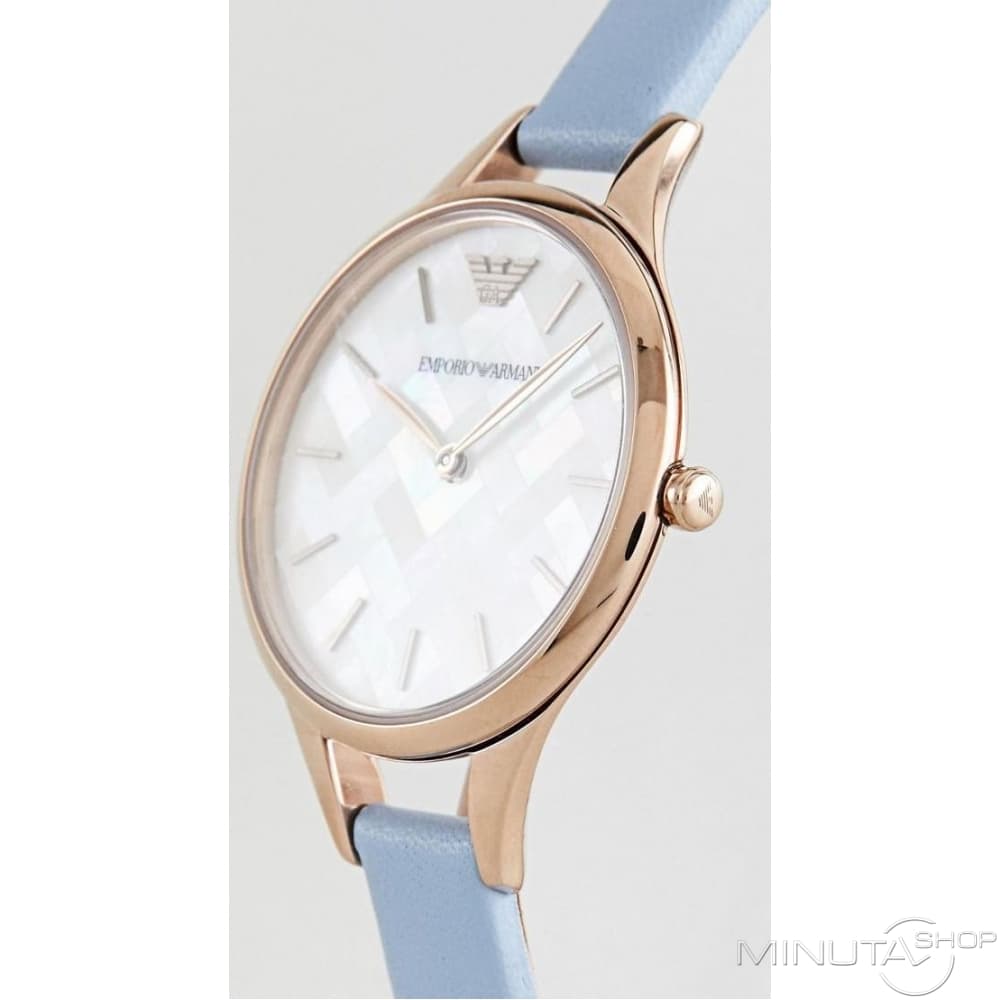 Emporio Armani Aurora Quartz Mother of Pearl White Dial Blue Leather Strap Watch For Women - AR11109 Buy Now By Emporio Armani