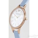 Emporio Armani Aurora Quartz Mother of Pearl White Dial Blue Leather Strap Watch For Women - AR11109 Buy Now By Emporio Armani