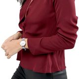 Emporio Armani Aurora Quartz Mother of Pearl White Dial Blue Leather Strap Watch For Women - AR11109 Buy Now By Emporio Armani