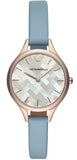 Emporio Armani Aurora Quartz Mother of Pearl White Dial Blue Leather Strap Watch For Women - AR11109 Buy Now By Emporio Armani