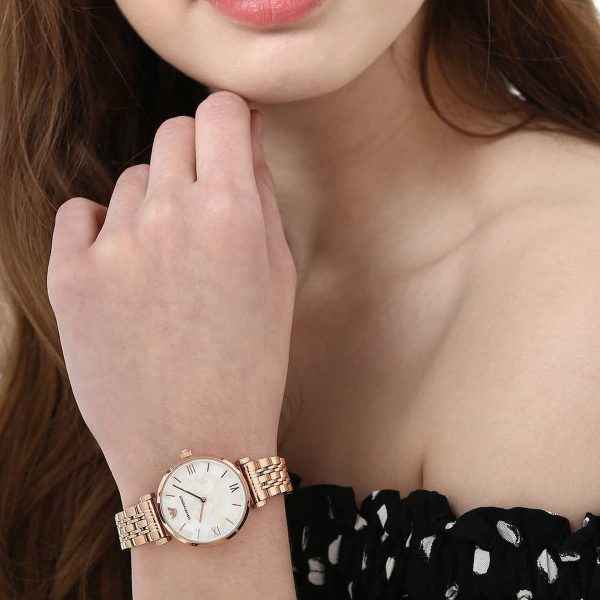Emporio Armani Mother of Pearl Dial Rose Gold Steel Strap Watch For Women - AR11110 Buy Now By Emporio Armani