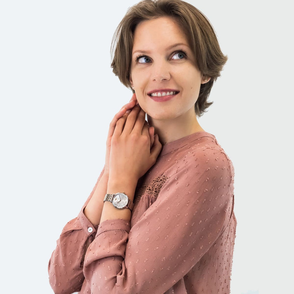 Emporio Armani Silver Sunray Dial Two Tone Steel Strap Watch For Women - AR11113 Buy Now By Emporio Armani