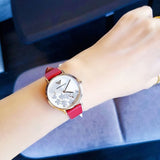 Emporio Armani Kappa Classic Quartz Silver Dial Red Leather Strap Watch For Women - AR11114 Buy Now By Emporio Armani