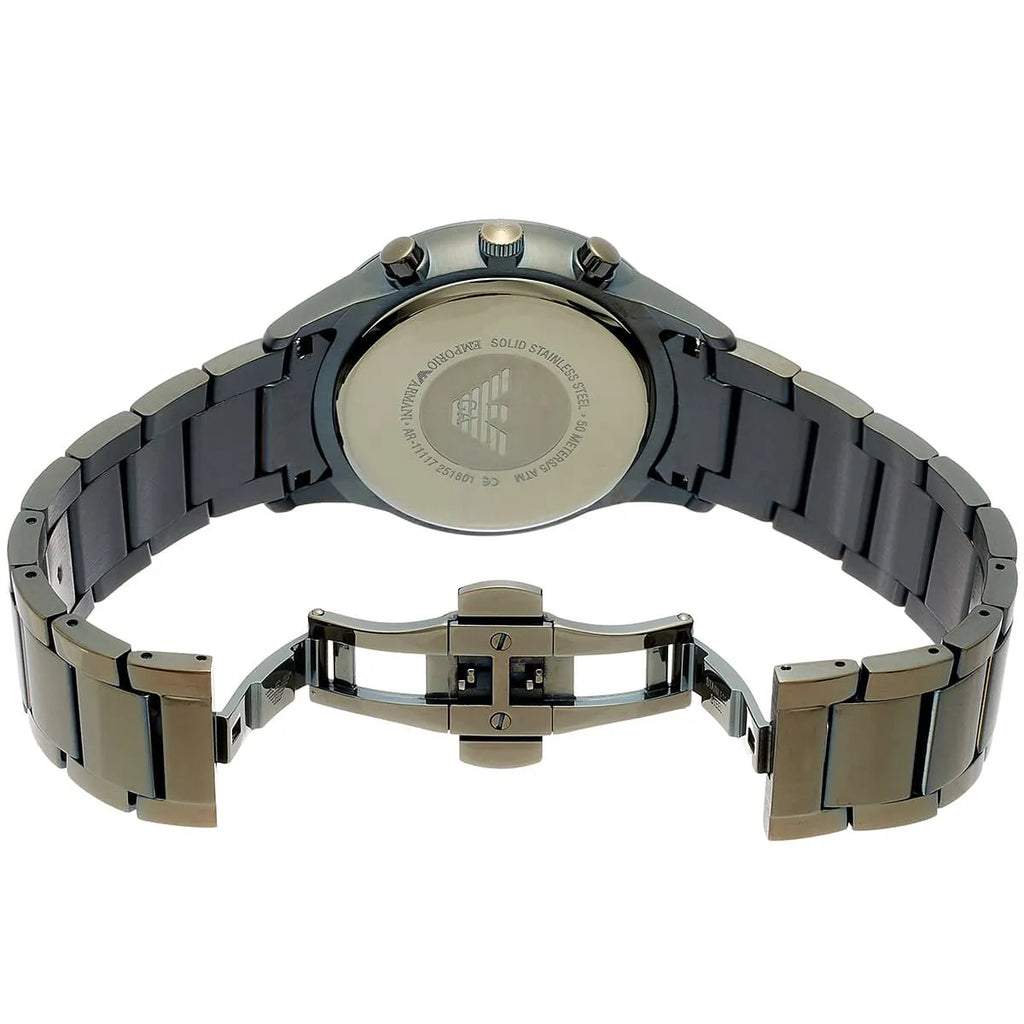 Emporio Armani Renato Chronograph Quartz Grey Dial Green Steel Strap Watch For Men - AR11117 Buy Now By Emporio Armani