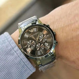 Emporio Armani Renato Chronograph Quartz Grey Dial Green Steel Strap Watch For Men - AR11117 Buy Now By Emporio Armani