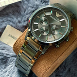 Emporio Armani Renato Chronograph Quartz Grey Dial Green Steel Strap Watch For Men - AR11117 Buy Now By Emporio Armani