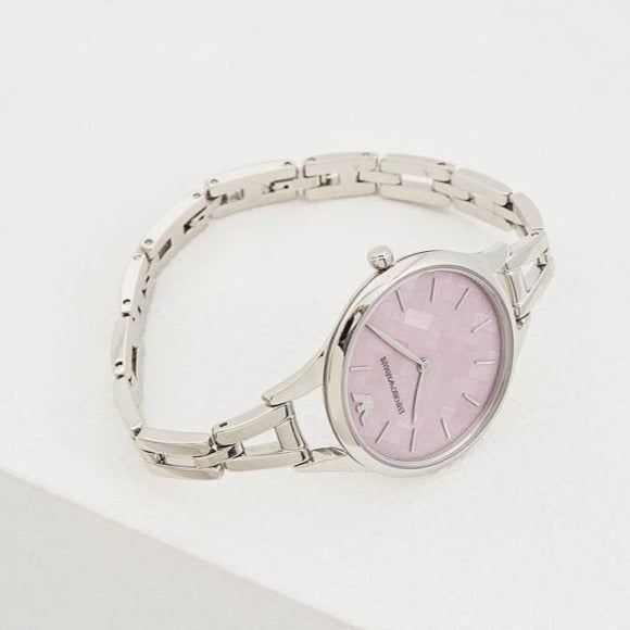 Emporio Armani Aurora Mother Of Pearl Purple Dial Silver Steel Strap Watch For Women - AR11122 Buy Now By Emporio Armani