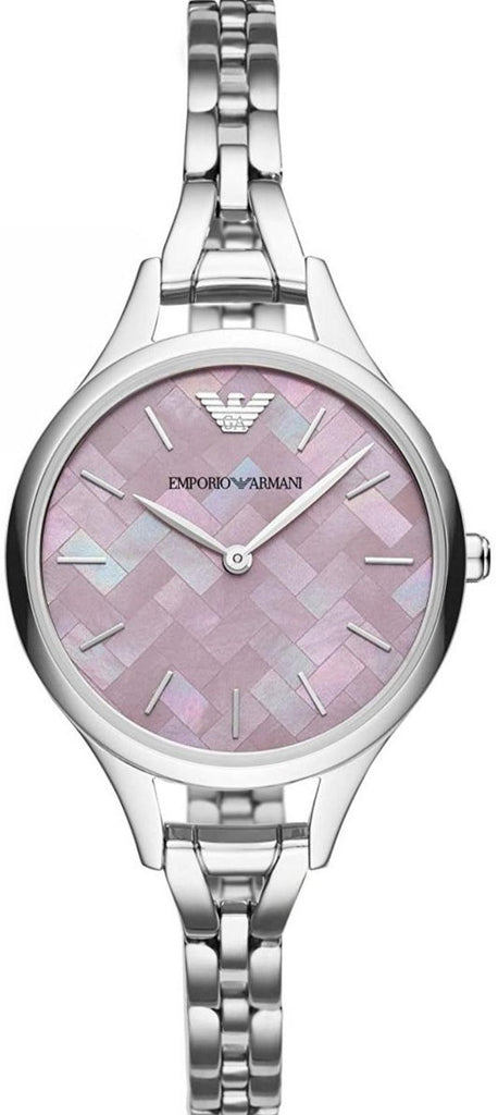 Emporio Armani Aurora Mother Of Pearl Purple Dial Silver Steel Strap Watch For Women - AR11122 Buy Now By Emporio Armani