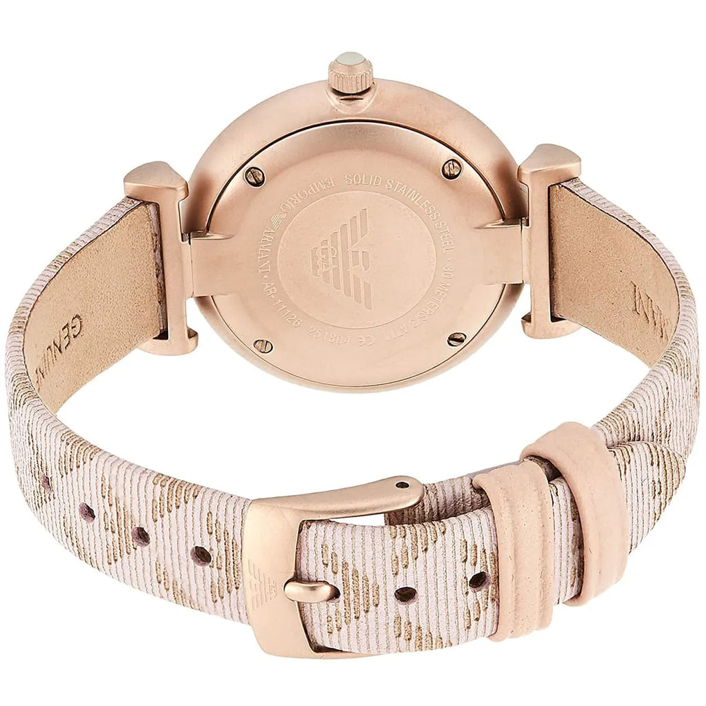 Emporio Armani Analog Grey Dial Pink Leather Strap Watch For Women - AR11126 Buy Now By Emporio Armani