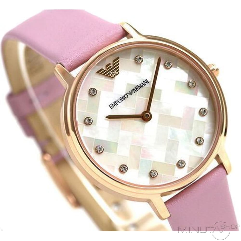 Emporio Armani Kappa Mother Of Pearl White Dial Pink Leather Strap Watch For Women - AR11130 Buy Now By Emporio Armani