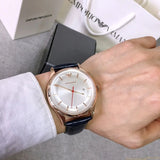 Emporio Armani Classic Silver Dial Blue Leather Strap Watch For Men - AR11131 Buy Now By Emporio Armani