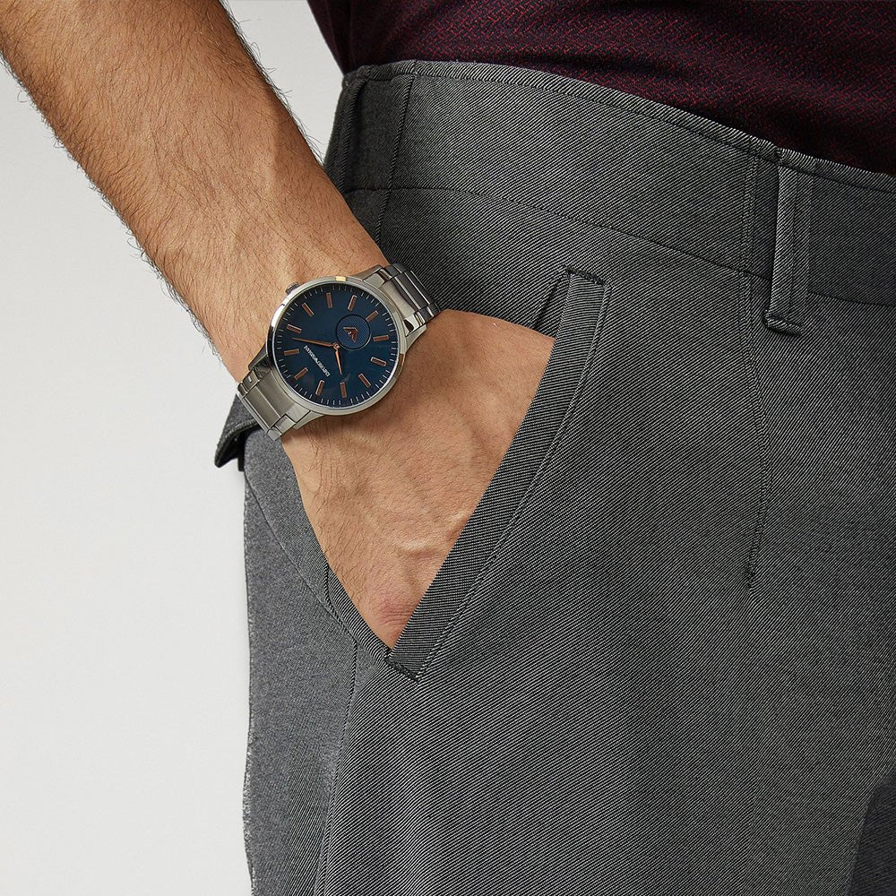 Emporio Armani Renato Blue Dial Silver Steel Strap Watch For Men - AR11137 Buy Now By Emporio Armani