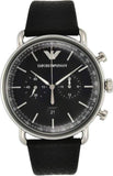 Emporio Armani Aviator Chronograph Black Dial Black Leather Strap Watch For Men - AR11143 Buy Now By Emporio Armani