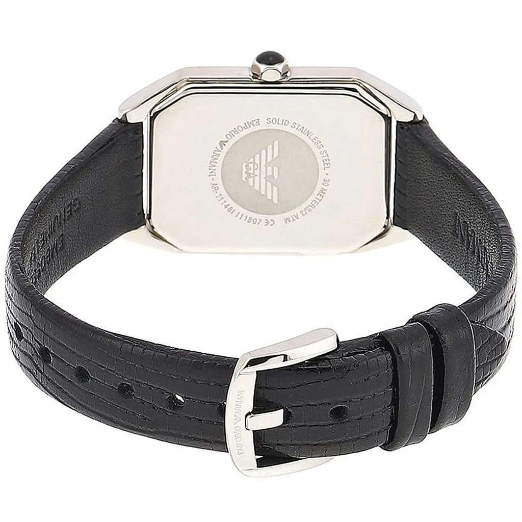 Emporio Armani Gioia Analog Mother of Pearl Dial Black Leather Strap Watch For Women - AR11148 Buy Now By Emporio Armani