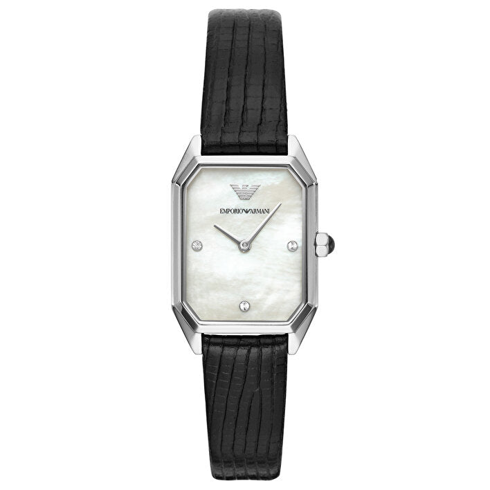 Emporio Armani Gioia Analog Mother of Pearl Dial Black Leather Strap Watch For Women - AR11148 Buy Now By Emporio Armani