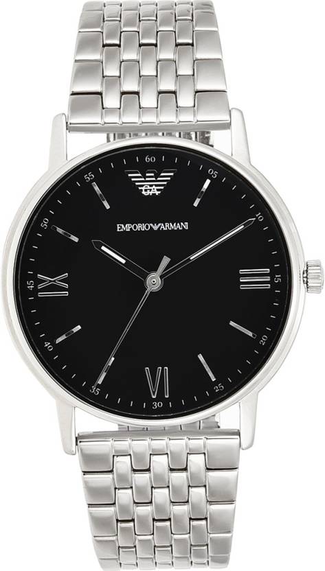 Emporio Armani Kappa Black Dial Silver Steel Strap Watch For Men - AR11152 Buy Now By Emporio Armani