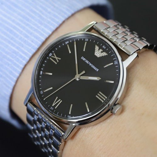 Emporio Armani Kappa Black Dial Silver Steel Strap Watch For Men - AR11152 Buy Now By Emporio Armani