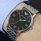 Emporio Armani Kappa Black Dial Silver Steel Strap Watch For Men - AR11152 Buy Now By Emporio Armani