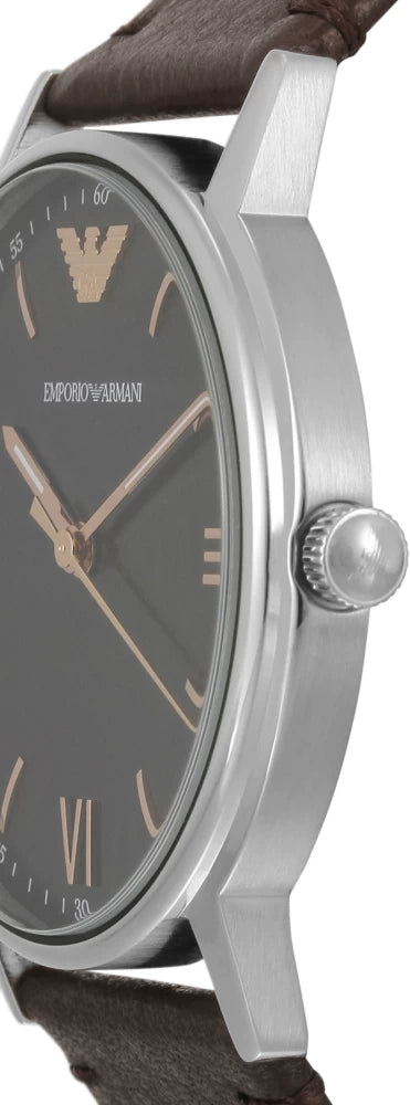 Emporio Armani Kappa Quartz Black Dial Brown Leather Strap Watch For Men - AR11153 Buy Now By Emporio Armani