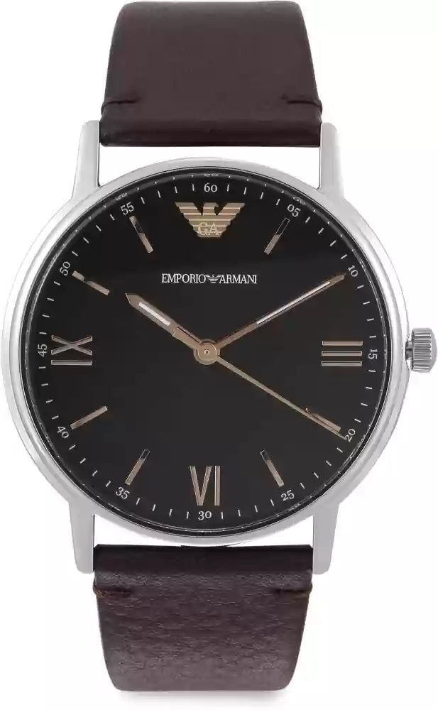 Emporio Armani Kappa Quartz Black Dial Brown Leather Strap Watch For Men - AR11153 Buy Now By Emporio Armani