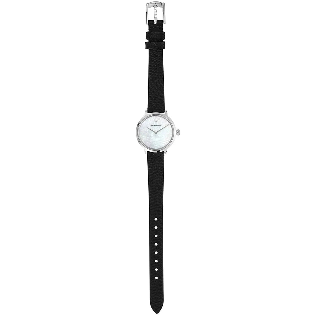 Emporio Armani Modern White Dial Black Leather Strap Watch For Women - AR11159 Buy Now By Emporio Armani