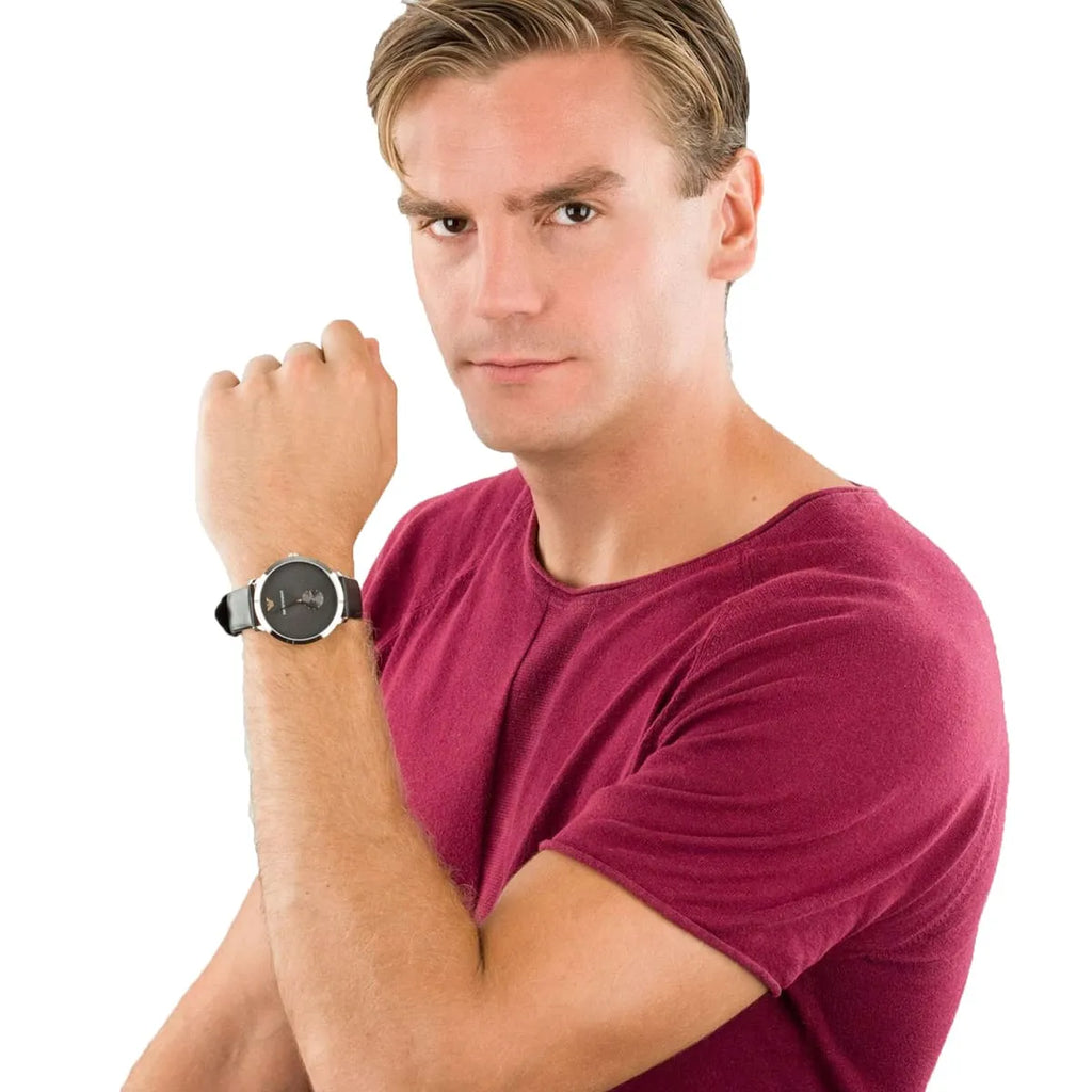 Emporio Armani Modern Slim Quartz Grey Dial Black Leather Strap Watch For Men - AR11162 Buy Now By Emporio Armani