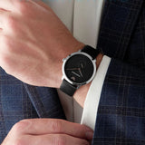 Emporio Armani Modern Slim Quartz Grey Dial Black Leather Strap Watch For Men - AR11162 Buy Now By Emporio Armani