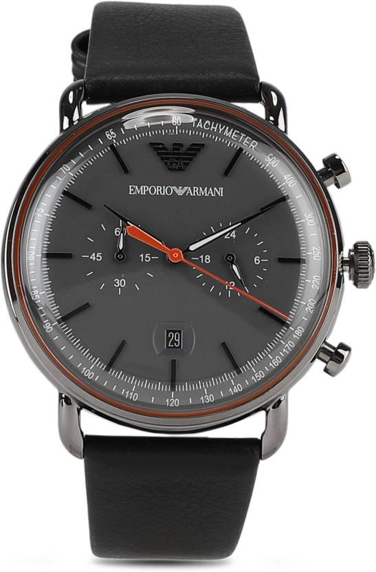 Emporio Armani Aviator Grey Dial Grey Leather Strap Watch For Men - AR11168 Buy Now By Emporio Armani