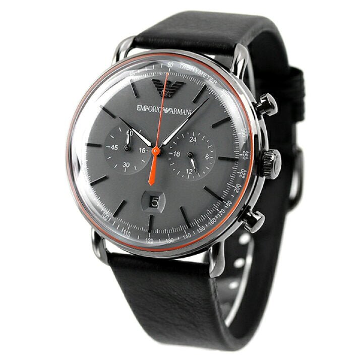 Emporio Armani Aviator Grey Dial Grey Leather Strap Watch For Men - AR11168 Buy Now By Emporio Armani