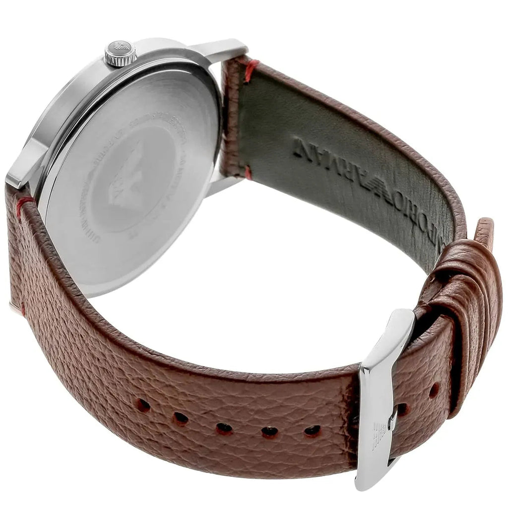 Emporio Armani Kappa Quartz Black Dial Brown Leather Strap Watch For Men - AR11153 Buy Now By Emporio Armani