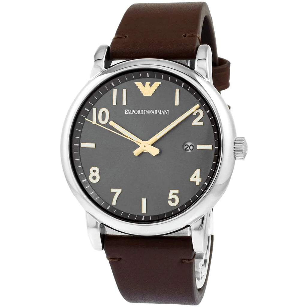 Emporio Armani Luigi Quartz Grey Dial Brown Leather Strap Watch For Men - AR11175 Buy Now By Emporio Armani