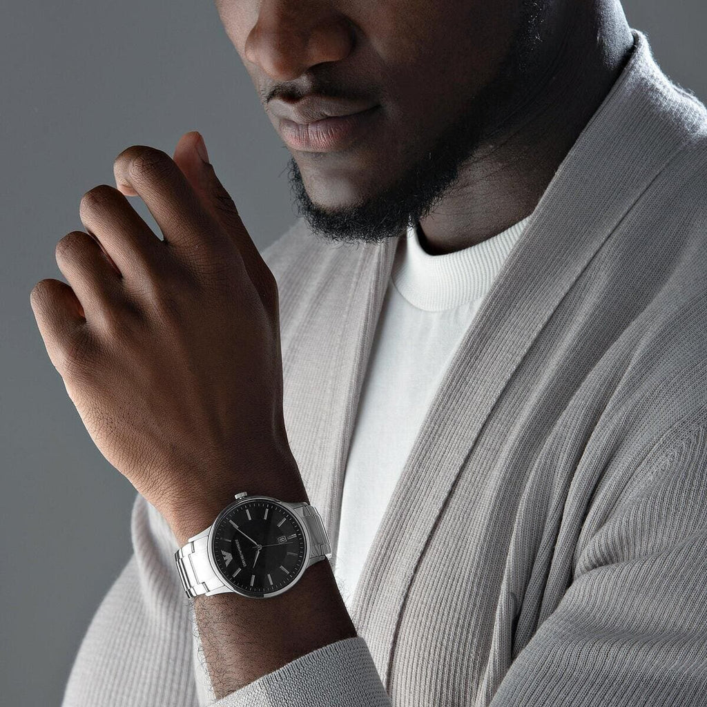 Emporio Armani Renato Quartz Black Dial Silver Steel Strap Watch For Men - AR11181 Buy Now By Emporio Armani