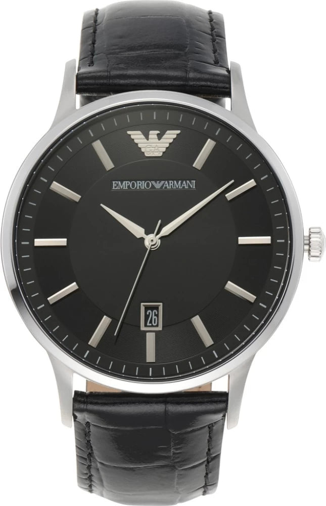 Emporio Armani Renato Analog Black Dial Black Leather Strap Watch For Men - AR11186 Buy Now By Emporio Armani