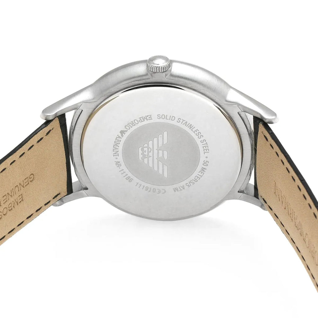 Emporio Armani Renato Analog Black Dial Black Leather Strap Watch For Men - AR11186 Buy Now By Emporio Armani