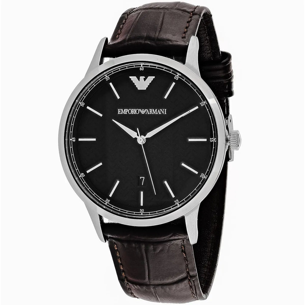Emporio Armani Renato Quartz Black Dial Brown Leather Strap Watch For Men - AR11187 Buy Now By Emporio Armani