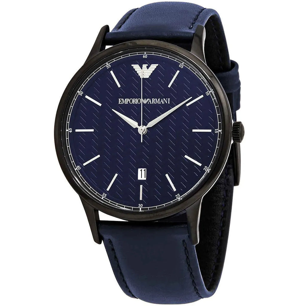 Emporio Armani Renato Quartz Blue Dial Blue Leather Strap Watch For Men - AR11190 Buy Now By Emporio Armani