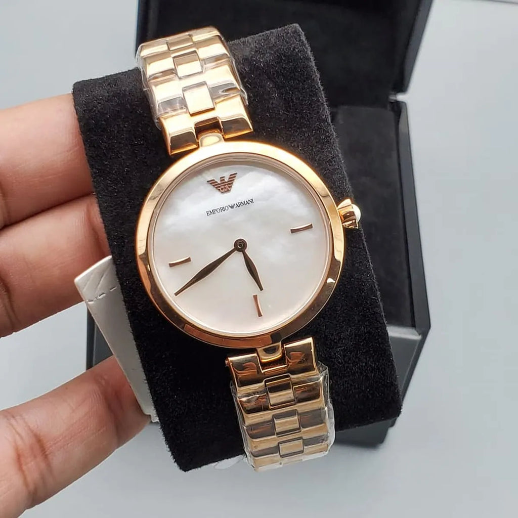 Emporio Armani Arianna Analog Mother of Pearl Dial Rose Gold Steel Strap Watch For Women - AR11196 Buy Now By Emporio Armani