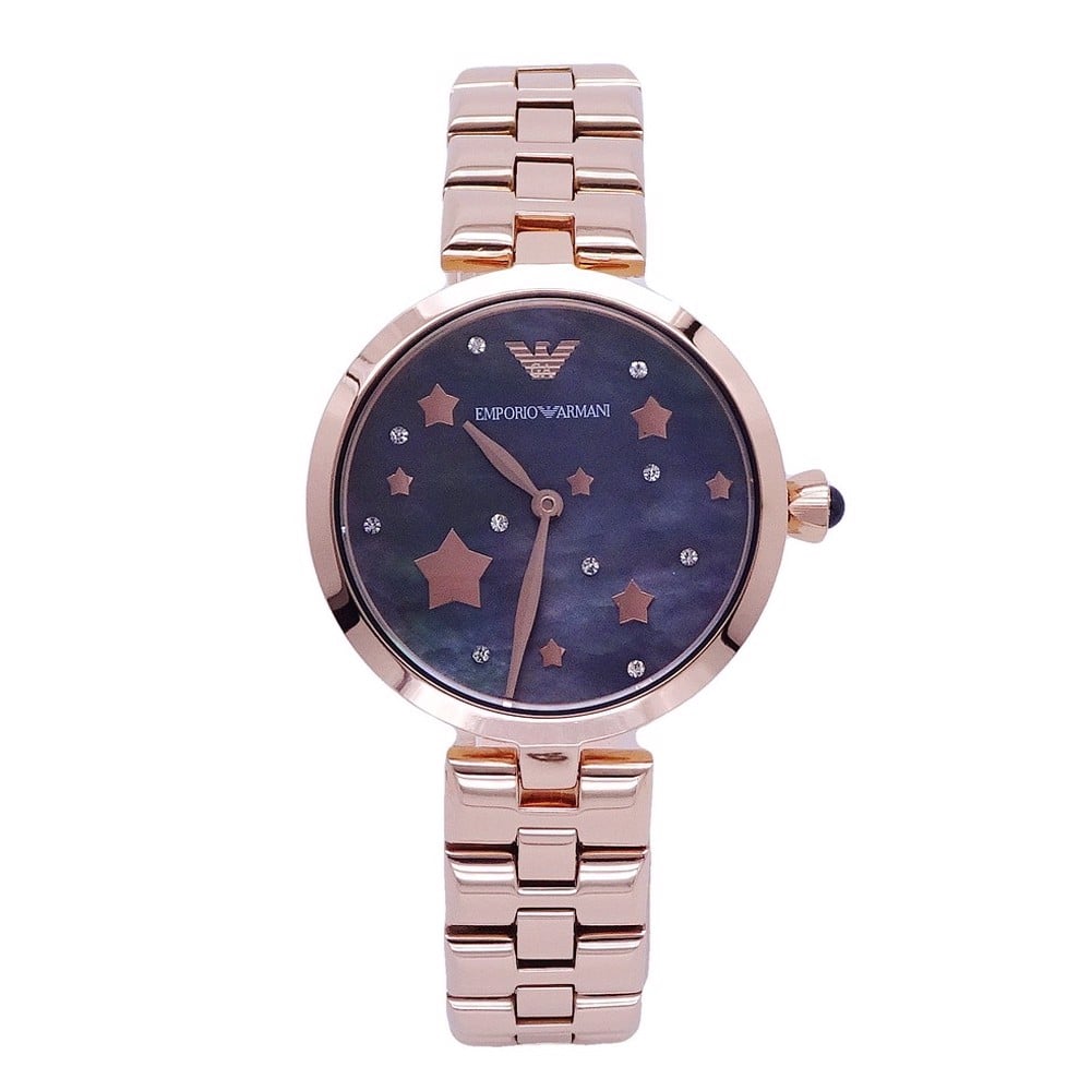 Emporio Armani Arianna Black Dial Rose Gold Stainless Steel Watch For Women - AR11197 Buy Now By Emporio Armani
