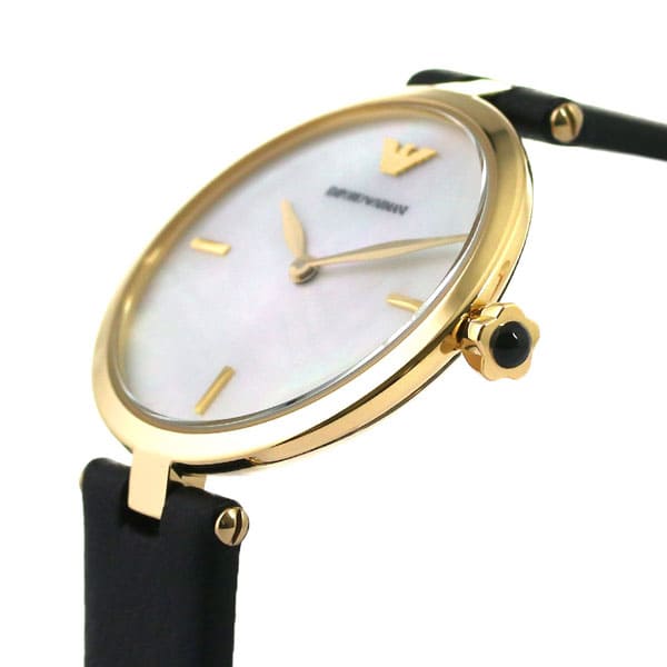 Emporio Armani Arianna Analog Silver Dial Black Leather Strap Watch For Women - AR11200 Buy Now By Emporio Armani