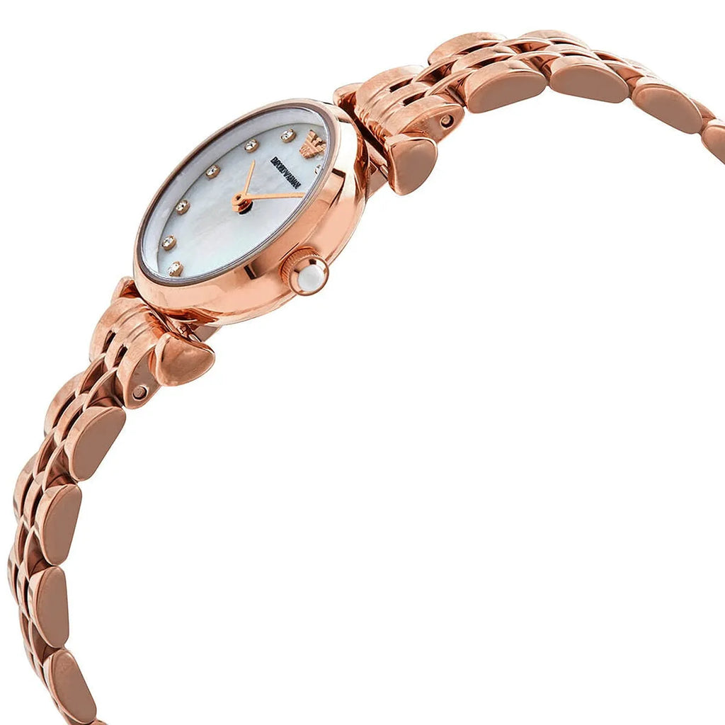 Emporio Armani Gianni T-Bar Mother of Pearl Dial Rose Gold Steel Strap Watch For Women - AR11203 Buy Now By Emporio Armani