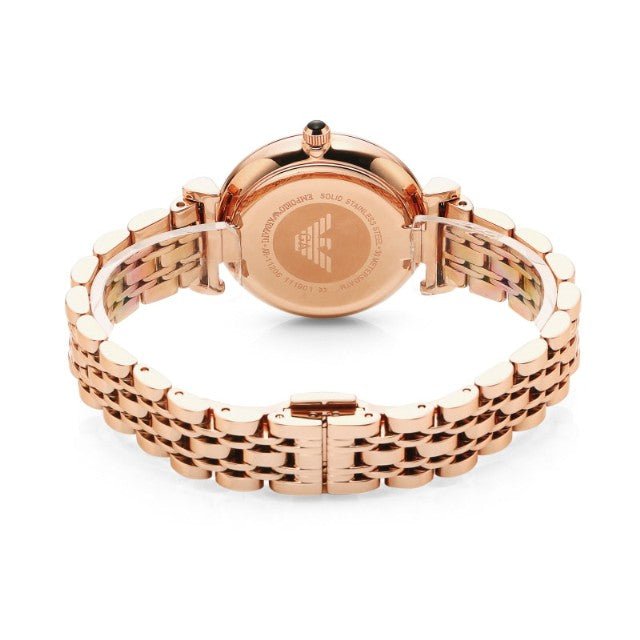 Emporio Armani Gianni T Bar Black Dial Rose Gold Steel Strap Watch For Women - AR11206 Buy Now By Emporio Armani