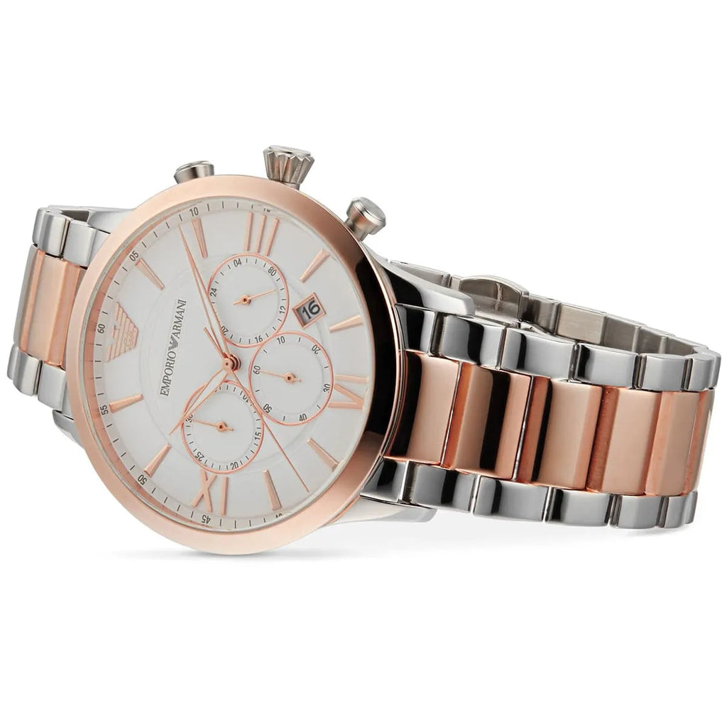 Emporio Armani Giovanni Chronograph Quartz White Dial Two Tone Steel Strap Watch For Men - AR11209 Buy Now By Emporio Armani