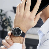 Emporio Armani Giovanni Analog Black Dial Black Leather Strap Watch For Men - AR11210 Buy Now By Emporio Armani