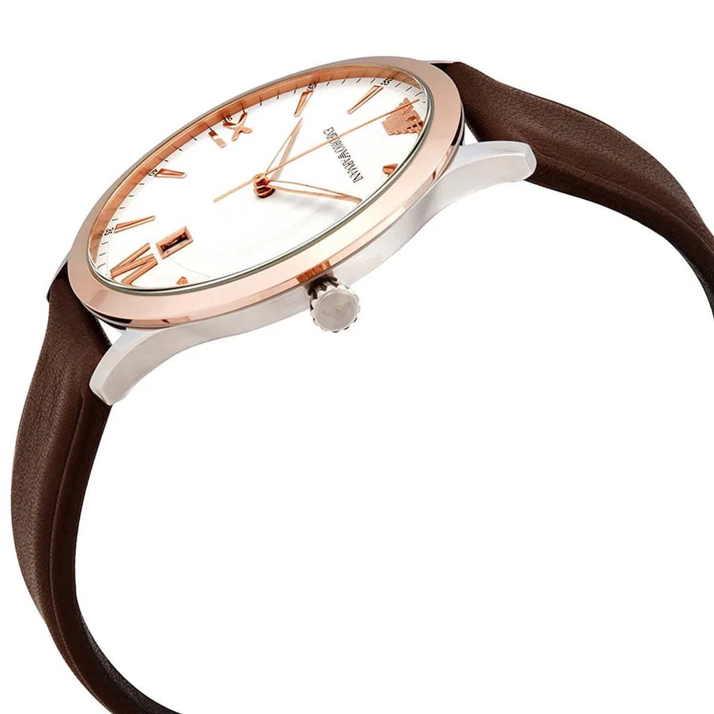 Emporio Armani Giovanni Quartz White Dial Brown Leather Strap Watch For Men - AR11211 Buy Now By Emporio Armani