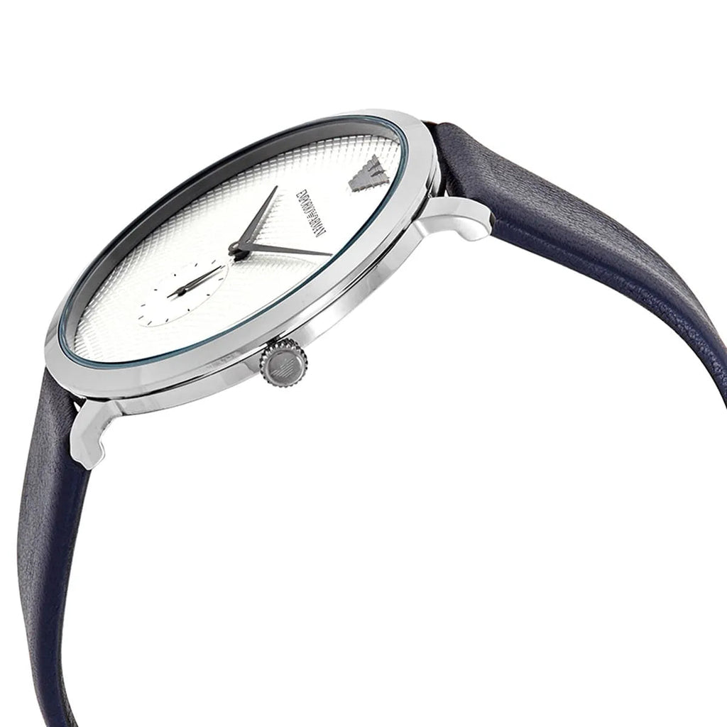Emporio Armani Modern Slim Analog Silver Dial Blue Leather Strap Watch For Men - AR11214 Buy Now By Emporio Armani
