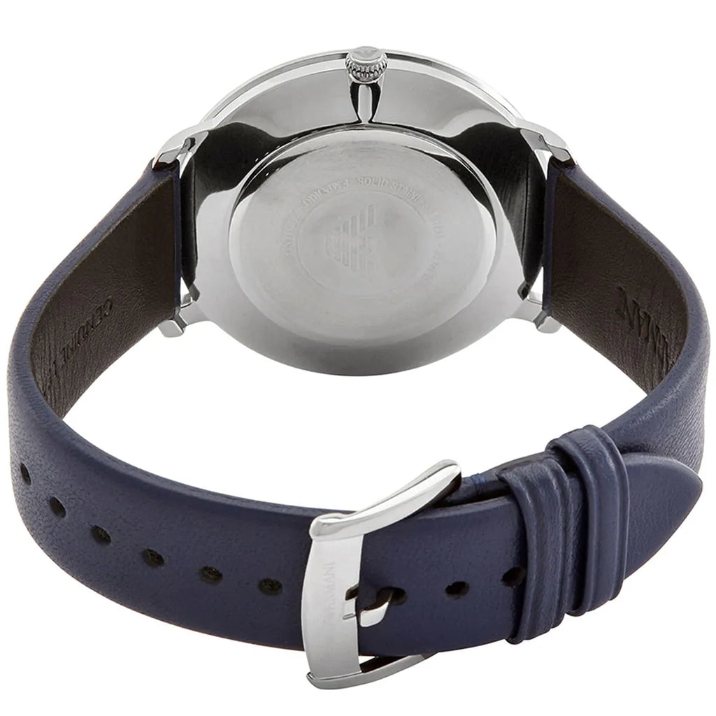 Emporio Armani Modern Slim Analog Silver Dial Blue Leather Strap Watch For Men - AR11214 Buy Now By Emporio Armani